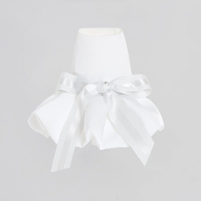 Bowknot Dress with Puff Hem (White) - OVERGLAM LONDON