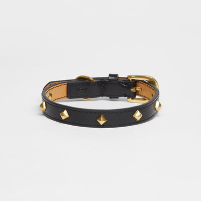 Golden Rivet Leather Collar (Black) - OVERGLAM LONDON